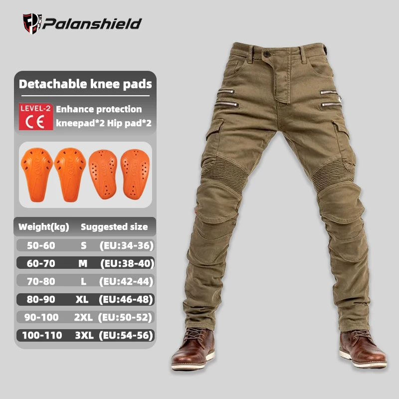 Nieuwe dubbele rits metalen stijl motorcross motorbroek heren voor dames outdoor rijjeans met beschermende uitrusting motorbroek