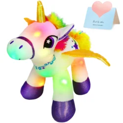 35cm luminoso unicorno con ali peluche LED luce bianca carino morbido peluche per ragazze regalo di compleanno decorazione della stanza giocattolo