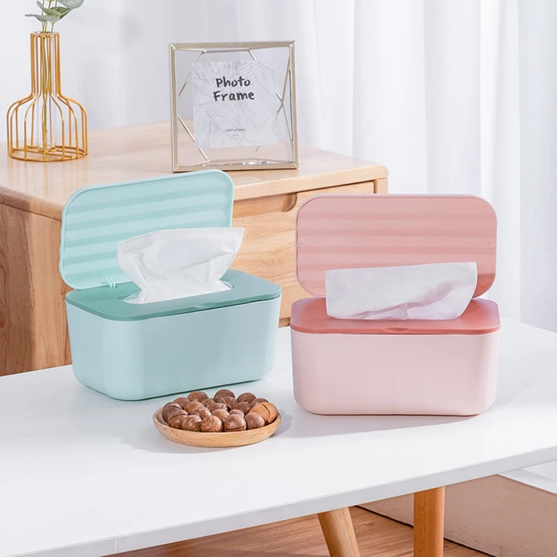 Home Kitchen Tissue Paper Dispenser Storage Organizer Tissue Box with Cover Square Wet Wipes Case Napkins Toilet Paper Container