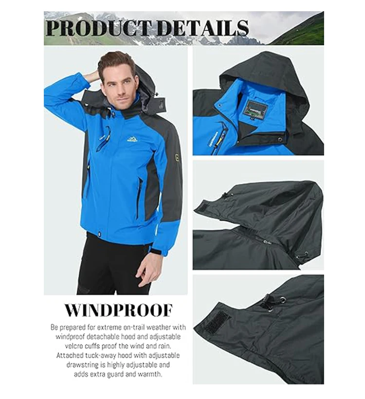Männer Herbst Jacke Camping Wandern Trekking Windjacke Wasserdicht Mit Kapuze Frühling Outdoor Sport Reisen Klettern Mäntel – Detail 16