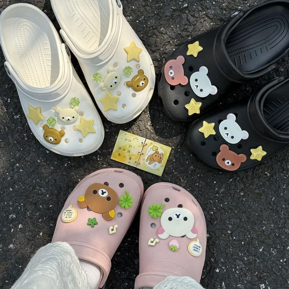 Cute Cartoon Bear Star Series Shoe Charms Accessories Perfect for Slide Sandals Garden Shoe Decoration Buckles Pins Summer Gifts image 6