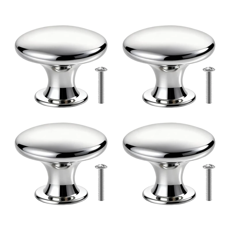 4Pcs Cabinet Knobs Set Stainless Steel Pull Handles with Screws 30mm Cupboard Knob Kit for Drawers Cupboards Wardrobes Furniture