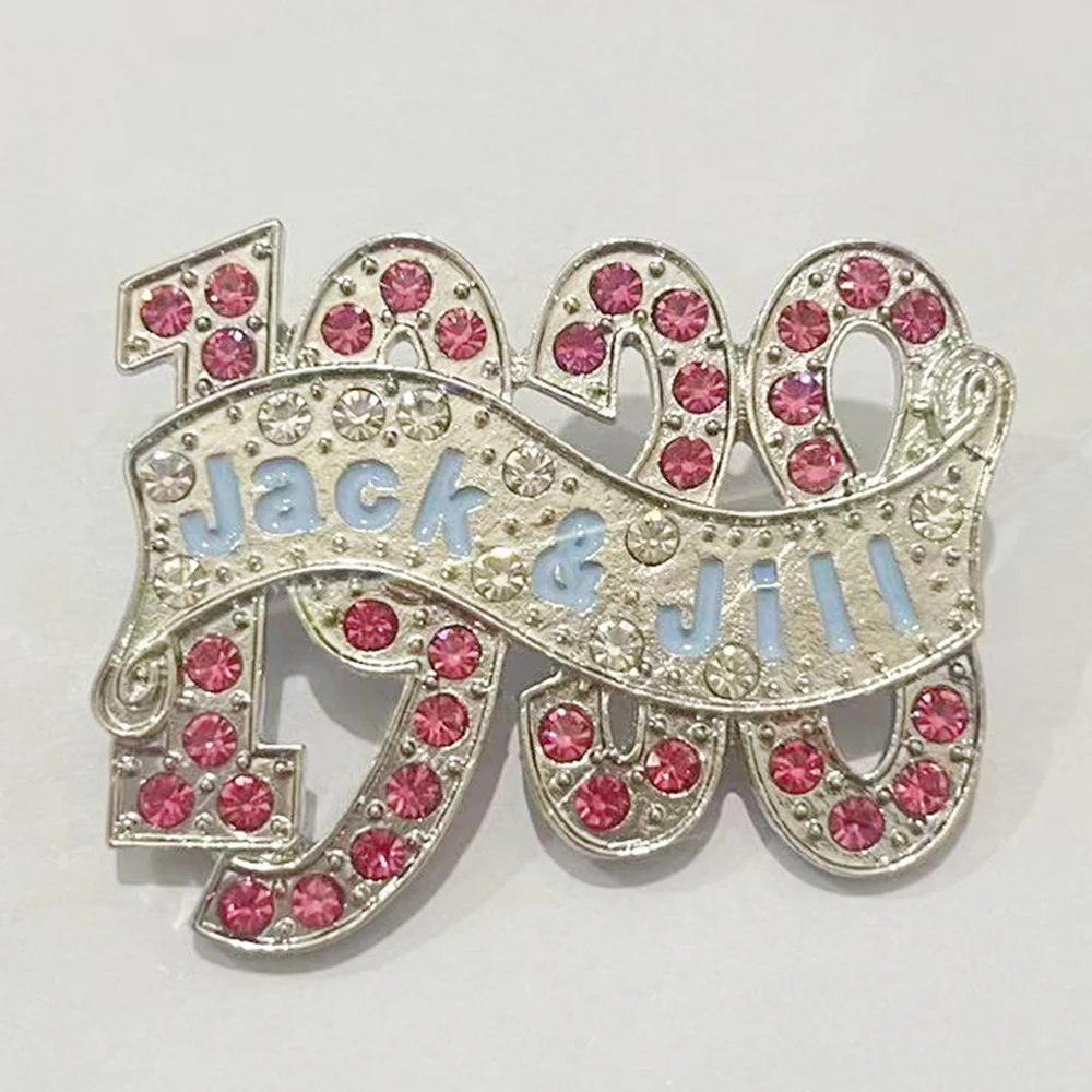 Jack and Jill Pink Diamond Light Blue Paint 1938 Pin