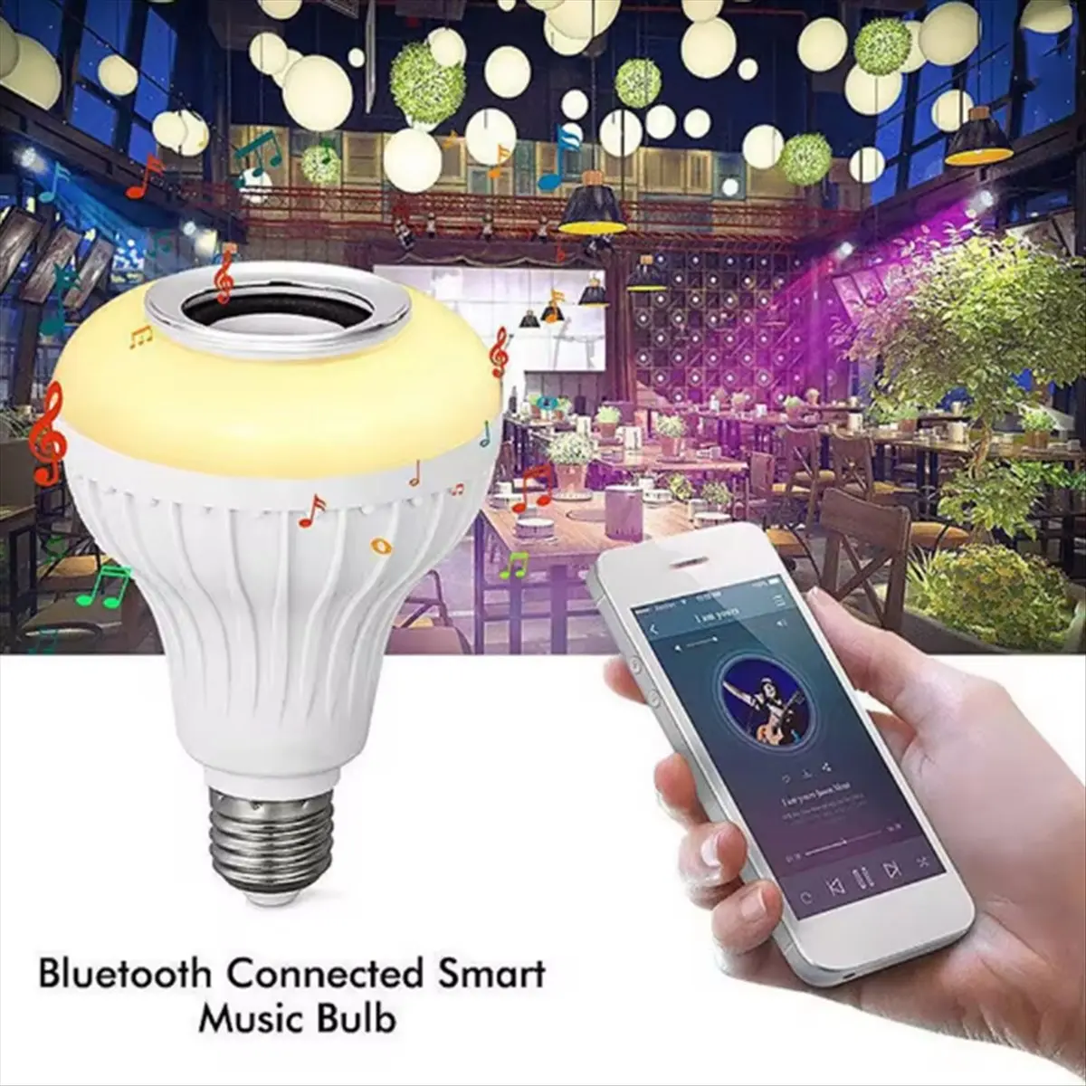 SCLS E27 الذكية RGB سماعة لاسلكية تعمل بالبلوتوث المتكلم لمبة تشغيل الموسيقى عكس الضوء LED لمبة ضوء مصباح مع جهاز التحكم عن بعد