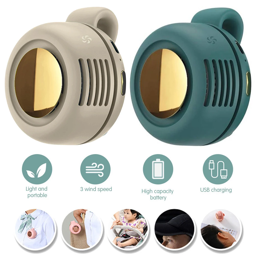 

3 Gears Strong Wind Bladeless Fan for Outdoor Sports Waist-Mounted Bladeless Fan USB-C Rechargeable Electric Desktop mini Fan