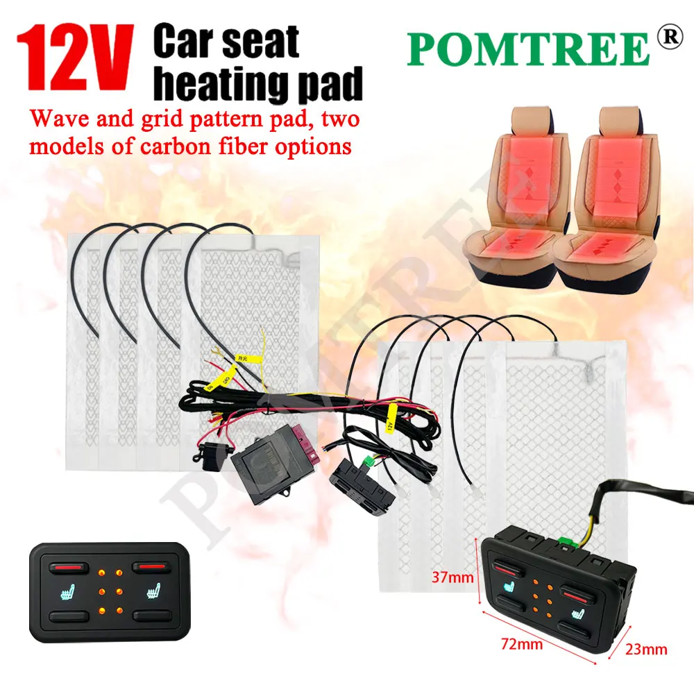 Build-in Car Seat Heater Kit Fit 2 Seats Universal Carbon Fiber Heating Pad Single Control Switch Seat Cushion For Toyota Camry