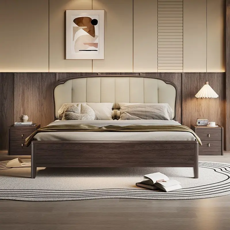 

Solid wood bed modern simple light luxury. M double bed master bedroom leather soft by mortise and tenon oak. M wedding bed