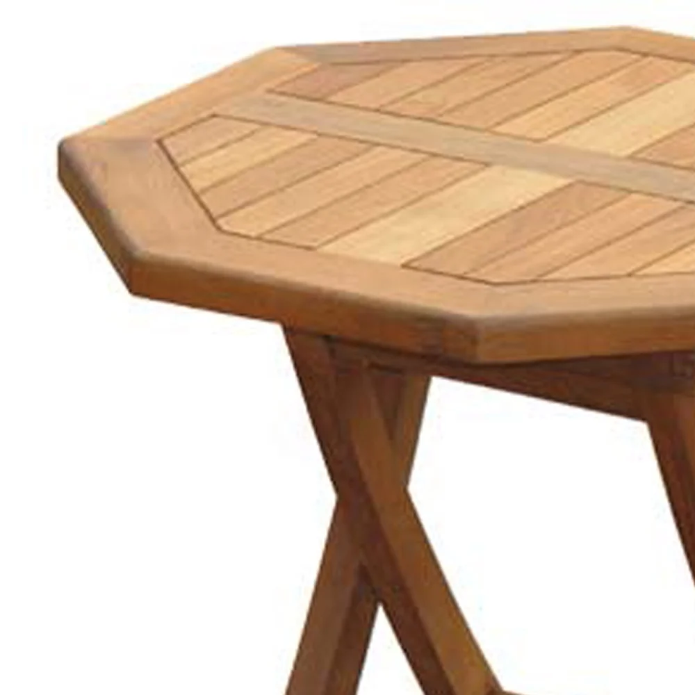 Modern Simple Design Teak Wood Octagonal Folding Dining Table Good Quality for Outdoor Use-Camping Beach Hotel from Indonesia