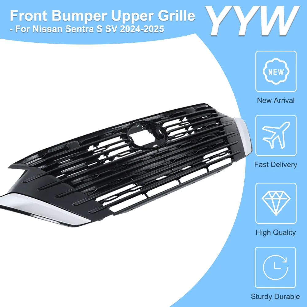 

For 2024-2025 Nissan Sentra S SV 62310-6LY0A Car Front Bumper Upper Grille Center Racing Grill Hood Auto Replacement Accessory