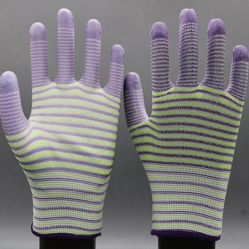 2/5 Pairs Working Gloves Pu Coated Palm Coated Finger PC Anti-skid For Finger Protection Work Gloves Labor Protection Gloves