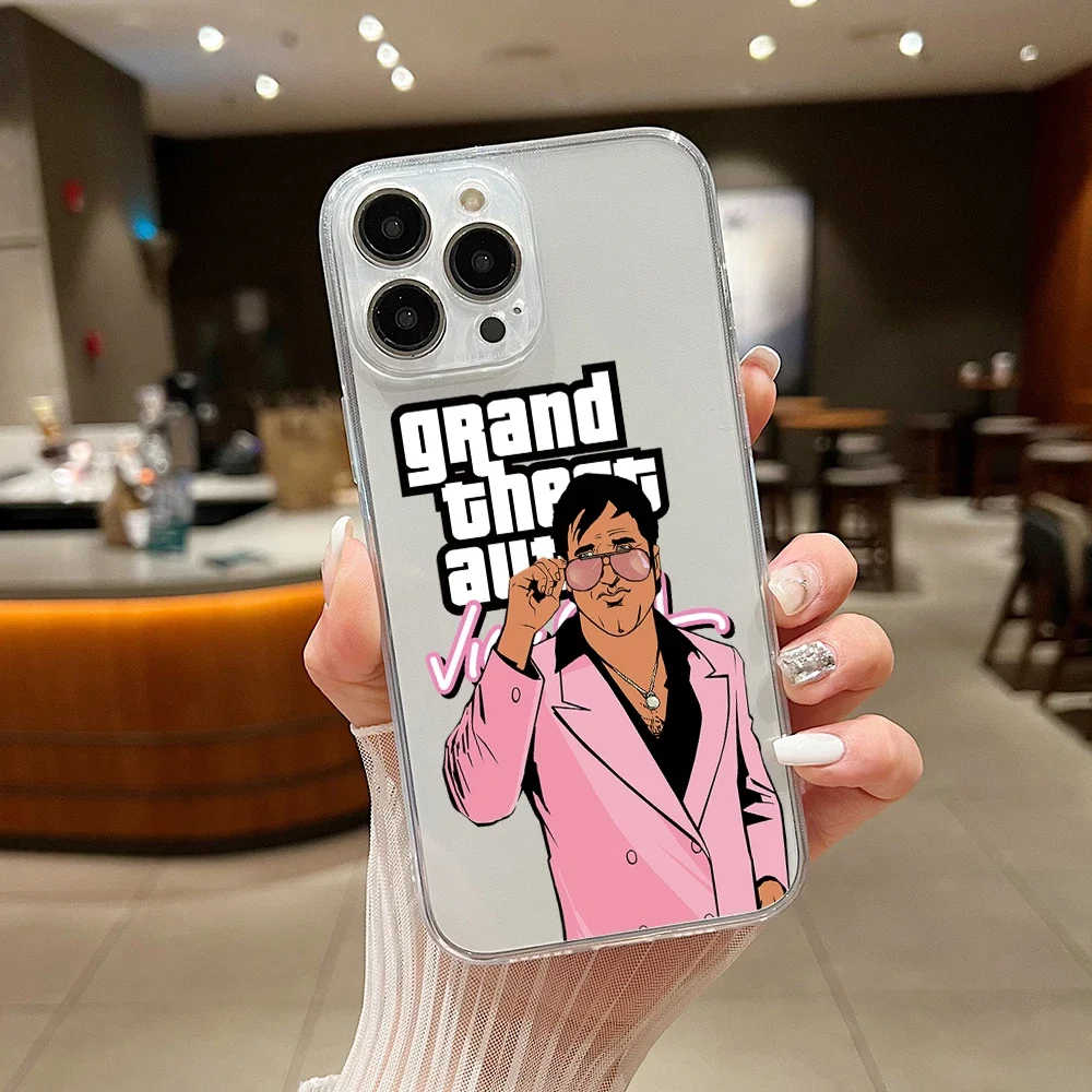 Gta vice city Phone Case For iphone 15 14 13 12 11 XS Pro Max Mini X XR 6 6S 7 8 Plus SE 2020 Soft Silicone Transparent Capa