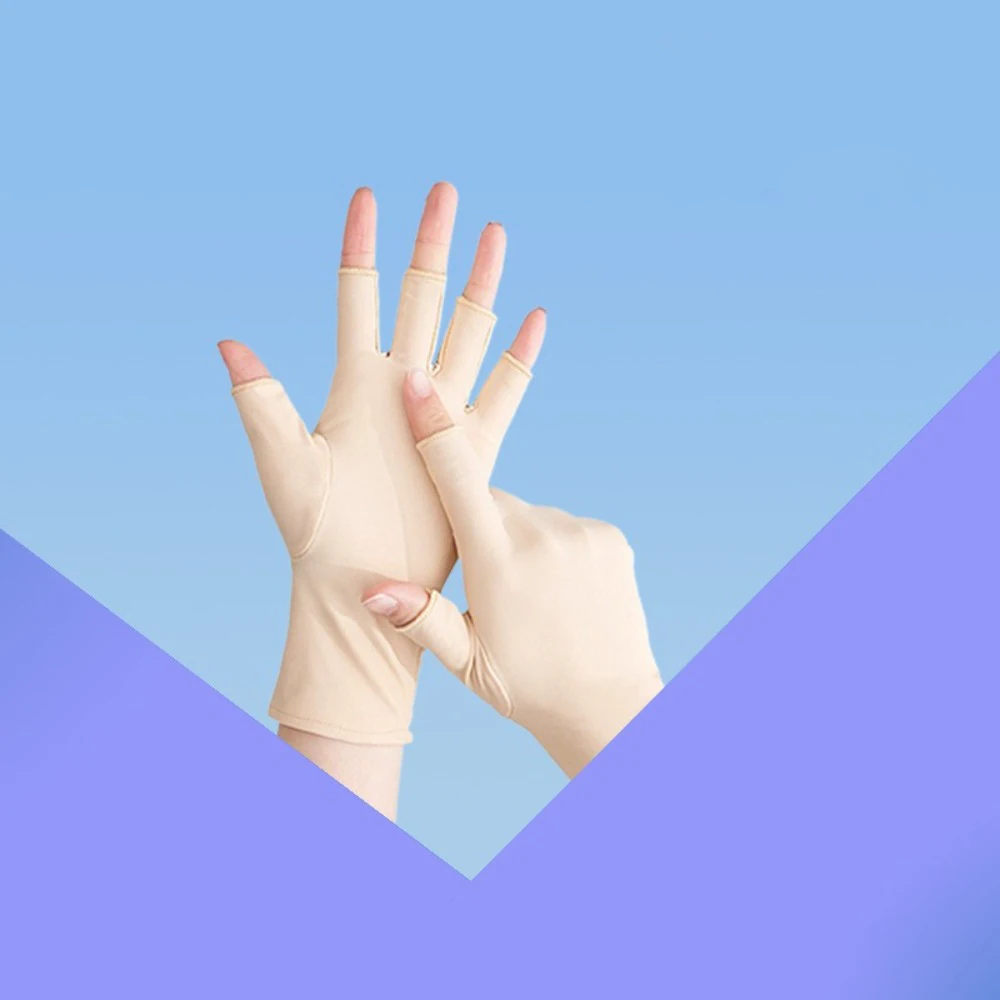 New Half Finger Sunscreen Gloves Breathable Anti-UV Riding Driving Gloves Highly Elastic Nail Painting Gloves Summer