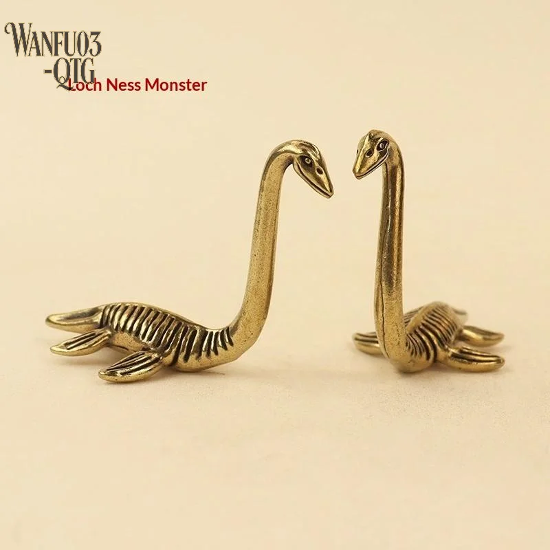 Hot Sale Brass Vintage Loch Ness Monster Mini Figurine Retro Metal Statue Desktop Home Decor Craft Gift Collectible Ornament