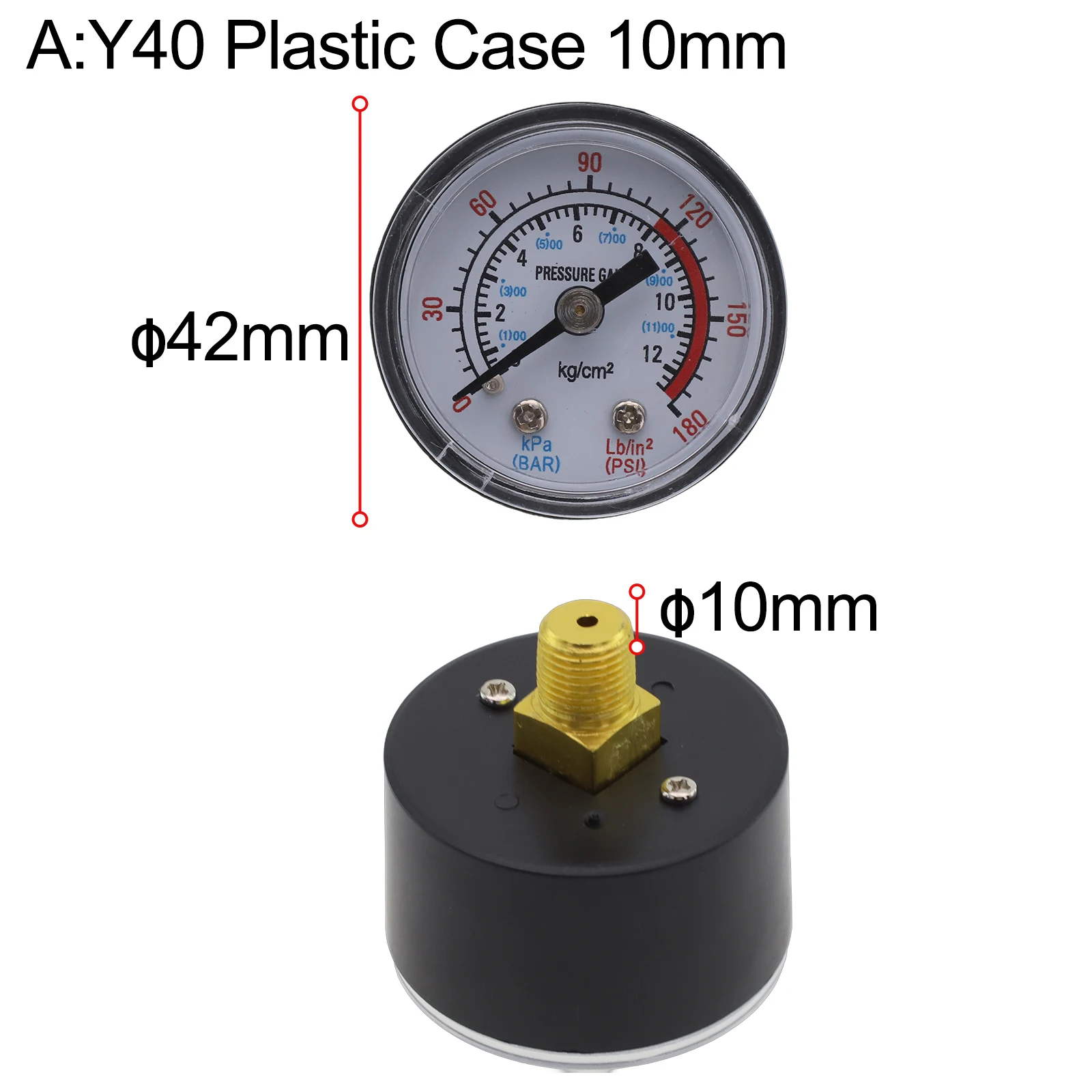 Accurate Pressure Gauge Air Compressor Gauge For Air Compressor Easy-to-Read Display For Professional Use K Y40 0-1Mpa 9.5mm
