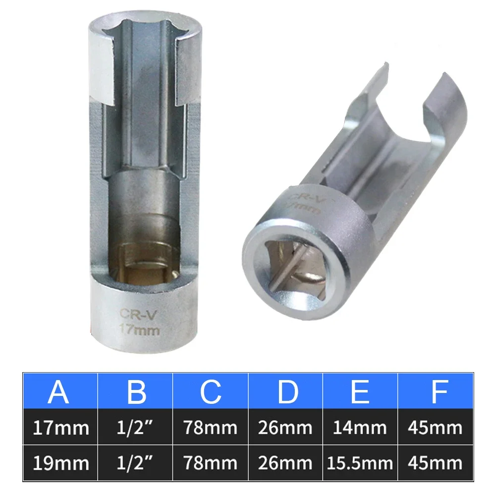 Imagem -02 - Hexagonal Abertura Remoção Tubo Manga Diesel Fuel Injector Oxigênio Sensor Wrench Metal Ferramenta Mão Hardware Acessórios 17 mm 19 mm 1pc