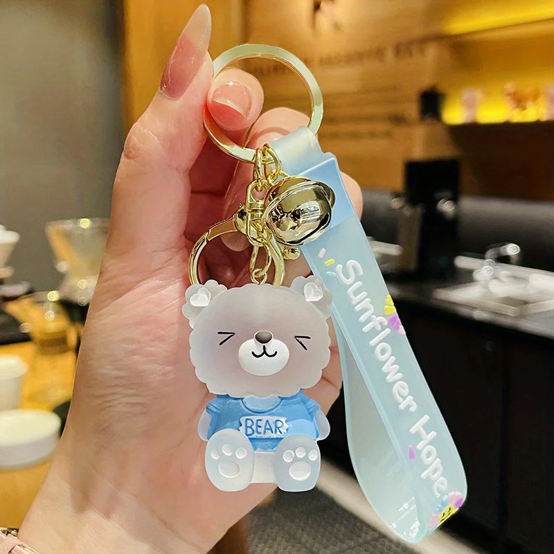 Cute Resin Crystal Cartoon Bear Keychain for Girls - Perfect for Car Keys, Bags, Ornaments, and Party Favors