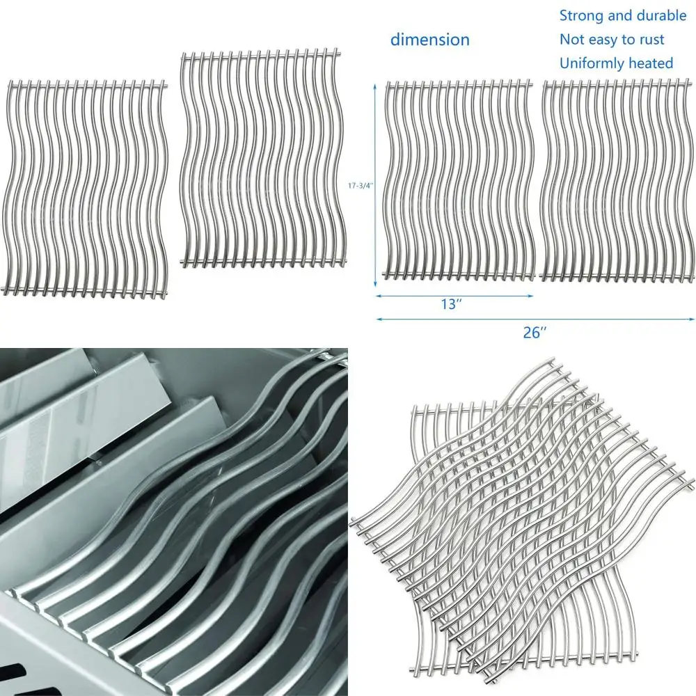 

17.75 Inch Stainless Steel Double Wave Grill Grates for Napoleon Prestige 500 & Pro 500 Models