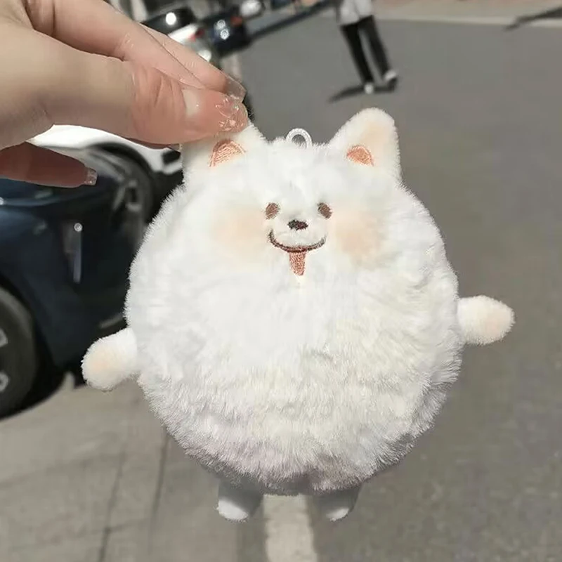 LLavero de muñeco de peluche samoyedo Kawaii, juguete chirriante, Animal de peluche, bolsa colgante, accesorios para llaves de coche, 1 unidad