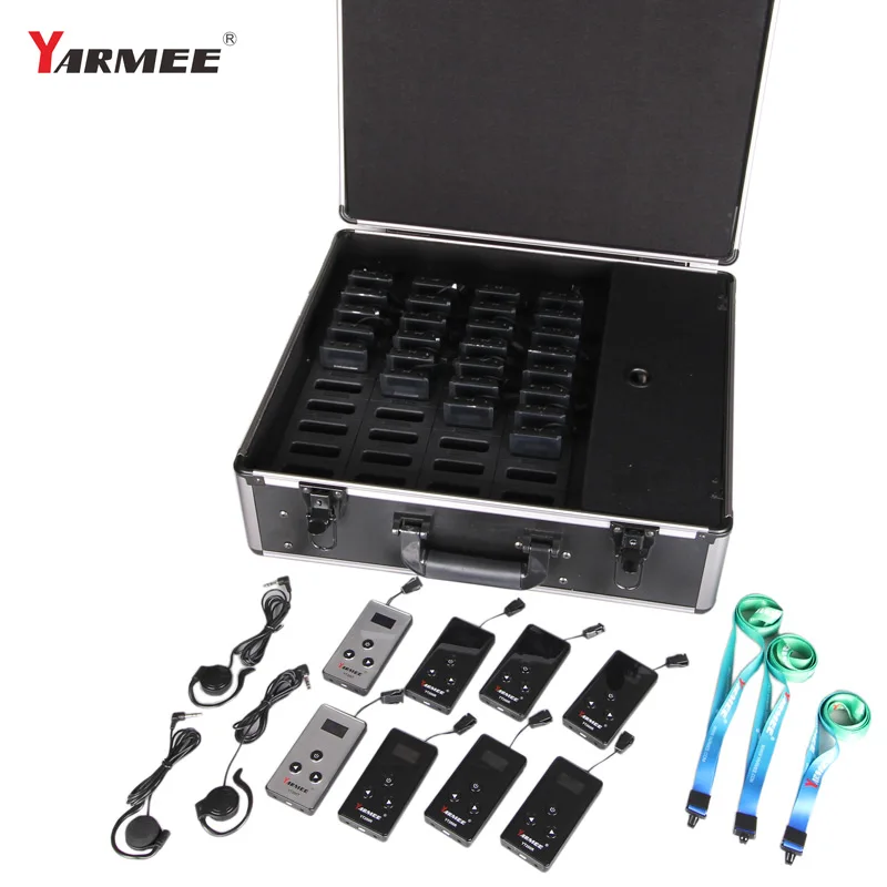 YARMEE New Wireless Audio Tour Guide System YT200 Radio Guide System (2 Transmitter+30 receivers)