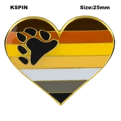 Bear Pride  heart shaped Badge Symbol Pin Metal Badges Decorative Brooch Pins XY0625