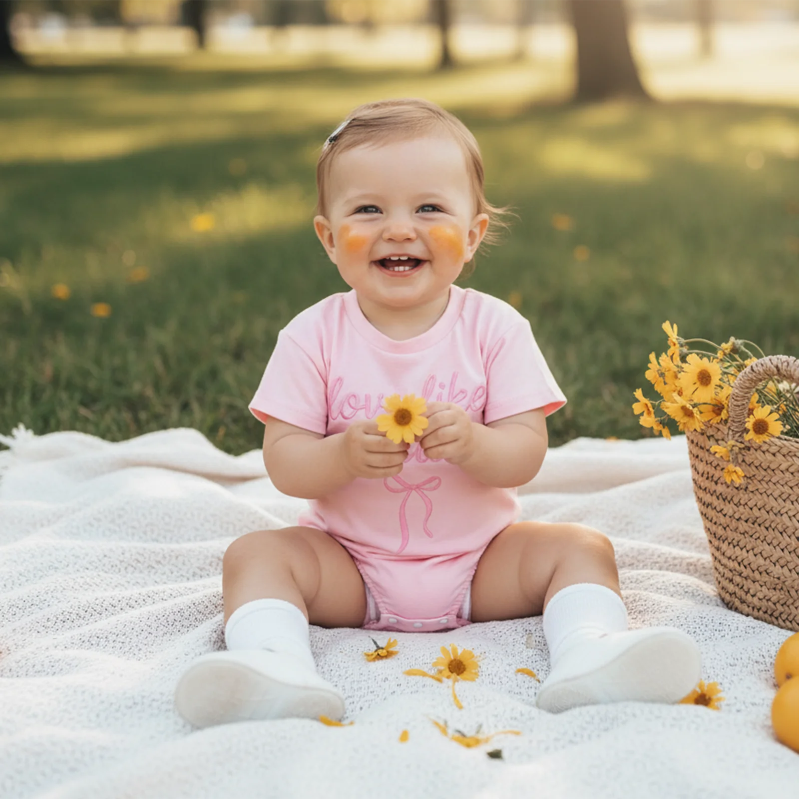 

Summer Infant Baby Girl Short Sleeve Bodysuit Bow Letter Embroidered Jumpsuit Cute Clothes