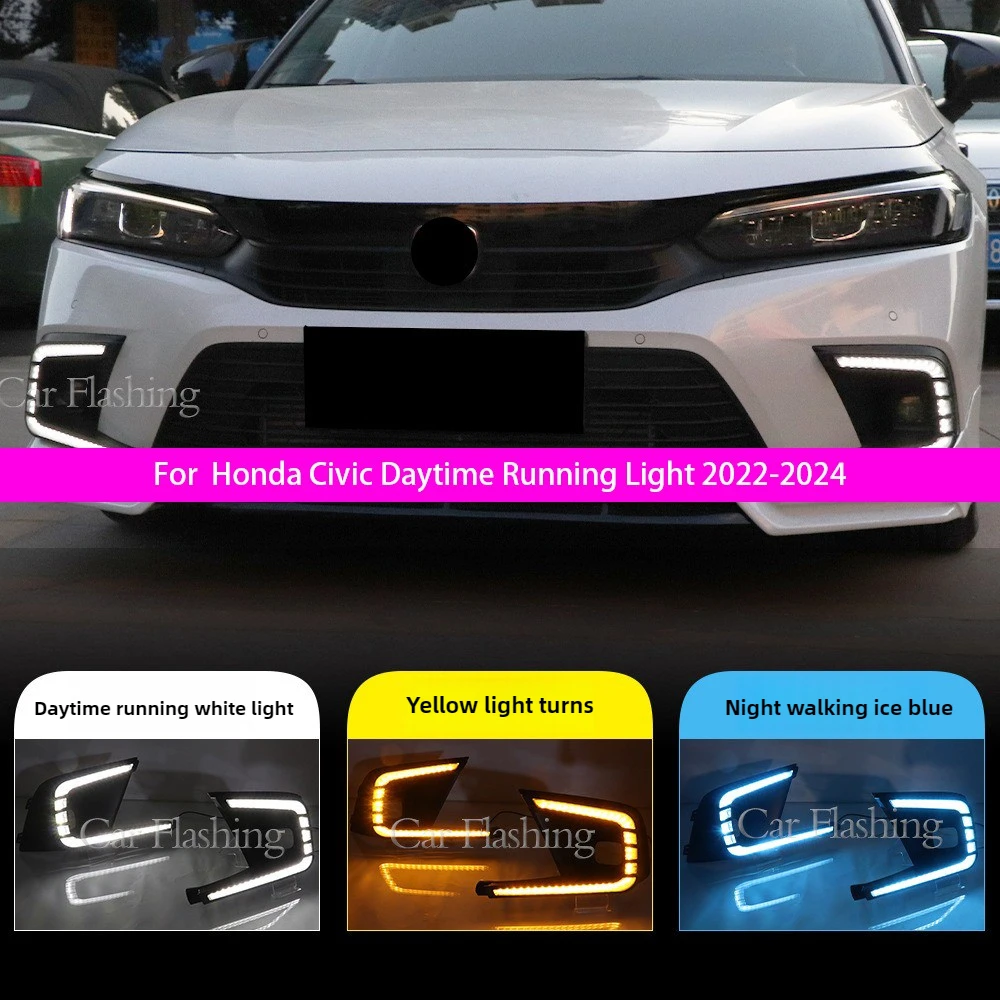 

Для Honda Civic 2022-2024 (11-е поколение) | Светодиодные противотуманные фары DRL с последовательными указателями поворота | Седан/Хатчбек