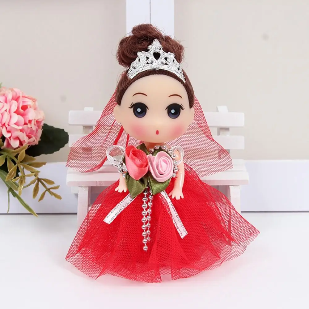 12 Cm Big Eyes Princess BJD Doll Movable Korean Makeup Look 12cm Bjd Doll Cute Thick Hair Wedding Dress Mini Girl Toy Children