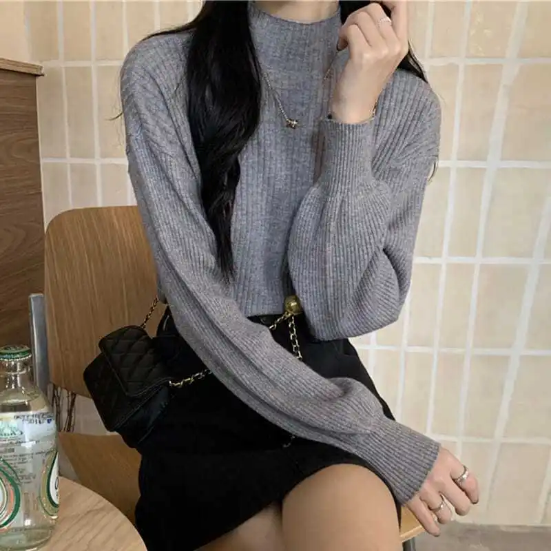 

Sli f-High Collar Base irt Women's Winter Knitted Sweater Warm Inner Wear Versatile Outerwear Ci Walk Suitable