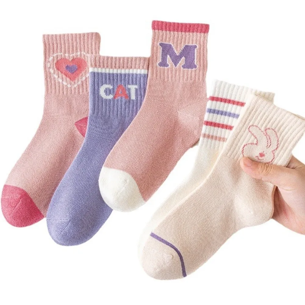 Girls' socks Student sports mid-tube tide socks for children soft skin comfort all love cotton sock cute love heart print sock image 5