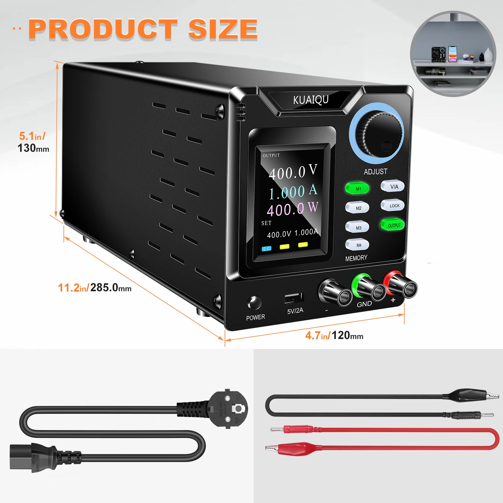 Fuente de alimentación regulada por CC programable de alto voltaje de 400V 1A LCD cuatro fuentes de alimentación conmutada ajustables digitales