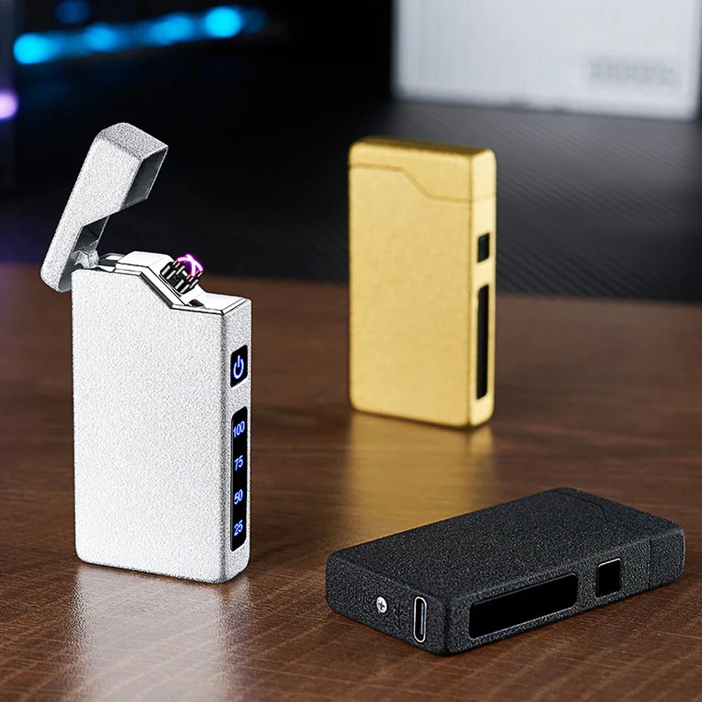Smart Touch Dual Arc Lighter with Digital Display & USB-C Charging, Windproof Outdoor Cigarette Lighter Gift for Men