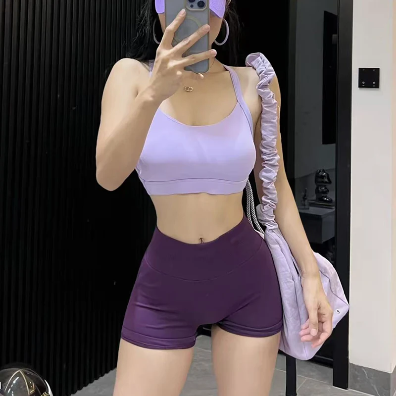 Sports Lingerie Women's Shock-proof and Beautiful Back Straps Pilates Training Suspender Vest Integrated Yoga Bra Summer