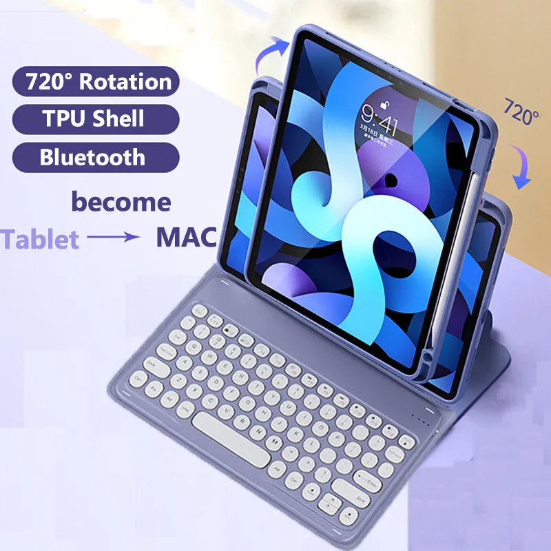 

Для Samsung Galaxy Tab A9 Plus 2023 11 "S9 FE 10,9 дюйма S9 11 дюймов 720 ° Прозрачный акриловый чехол для клавиатуры с вращающейся крышкой и держателем для ручек