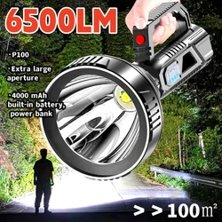 Super Bright P100 Led Flashlight High Power Long Shot Torch Rechargeable Searchlight Outdoor Camping Patrol Mine Searchlight