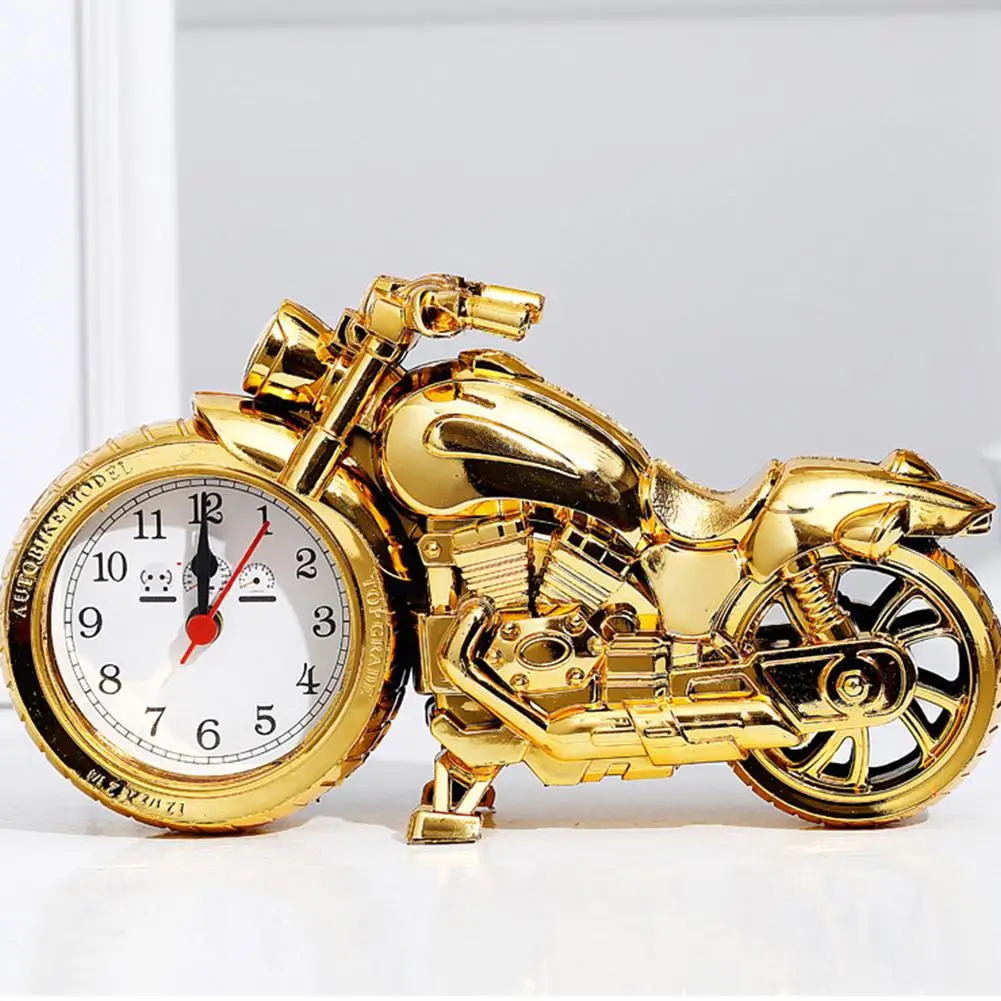 Vintage Desk Clock Motorcycle Tabletop Clock Non Ticking Battery Operated Desk Shelf Clocks Motorcycle Sculpture for Home Office