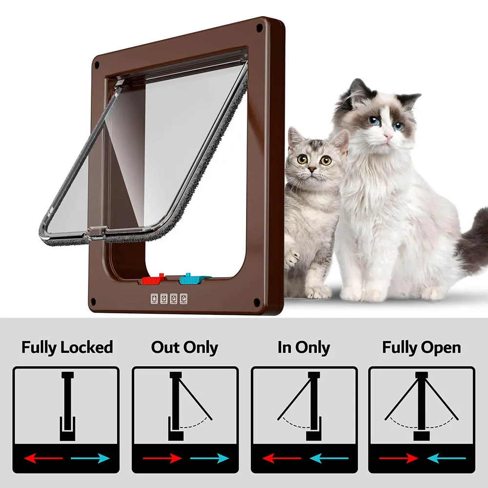 Cat Door Flap Extra Large 11x 9.8in 4 Way Locking Security Flap Door Weatherproof Pet Door Kit for Dog Cat Kitten Puppy Safety