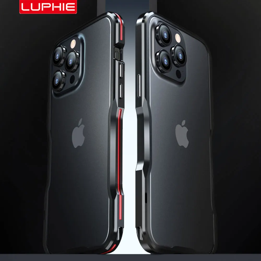 Original LUPHIE Metal Bumer For iphone 16 15 Pro Max Case Frame 14 Plus 13 12 11 Aluminium Lightweight Skin With Lens Protector