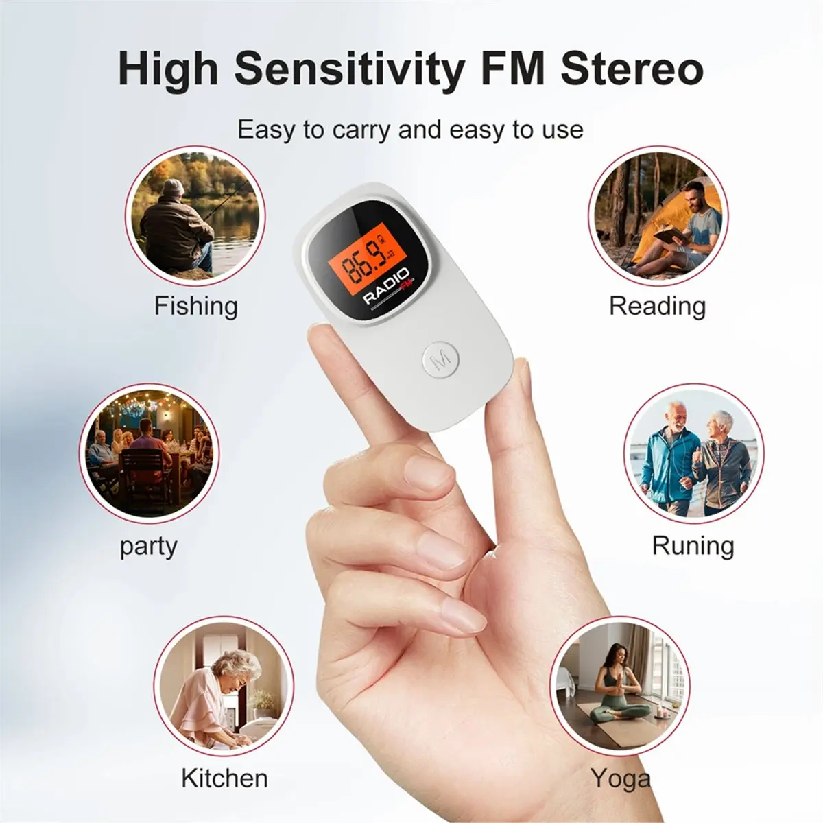 DT81 Mini Pocket FM Radio with Clip Digital Tuning Battery Radio with Earphone for Walking/Jogging on-the-Go Listening