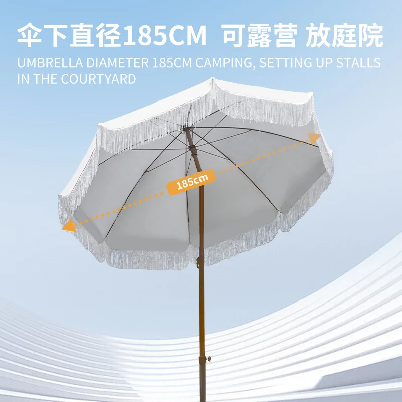 Seaside Resort Beach Umbrella Courtyard Tassel Sun Umbrella Pool Sun Protection Terrace Parasol