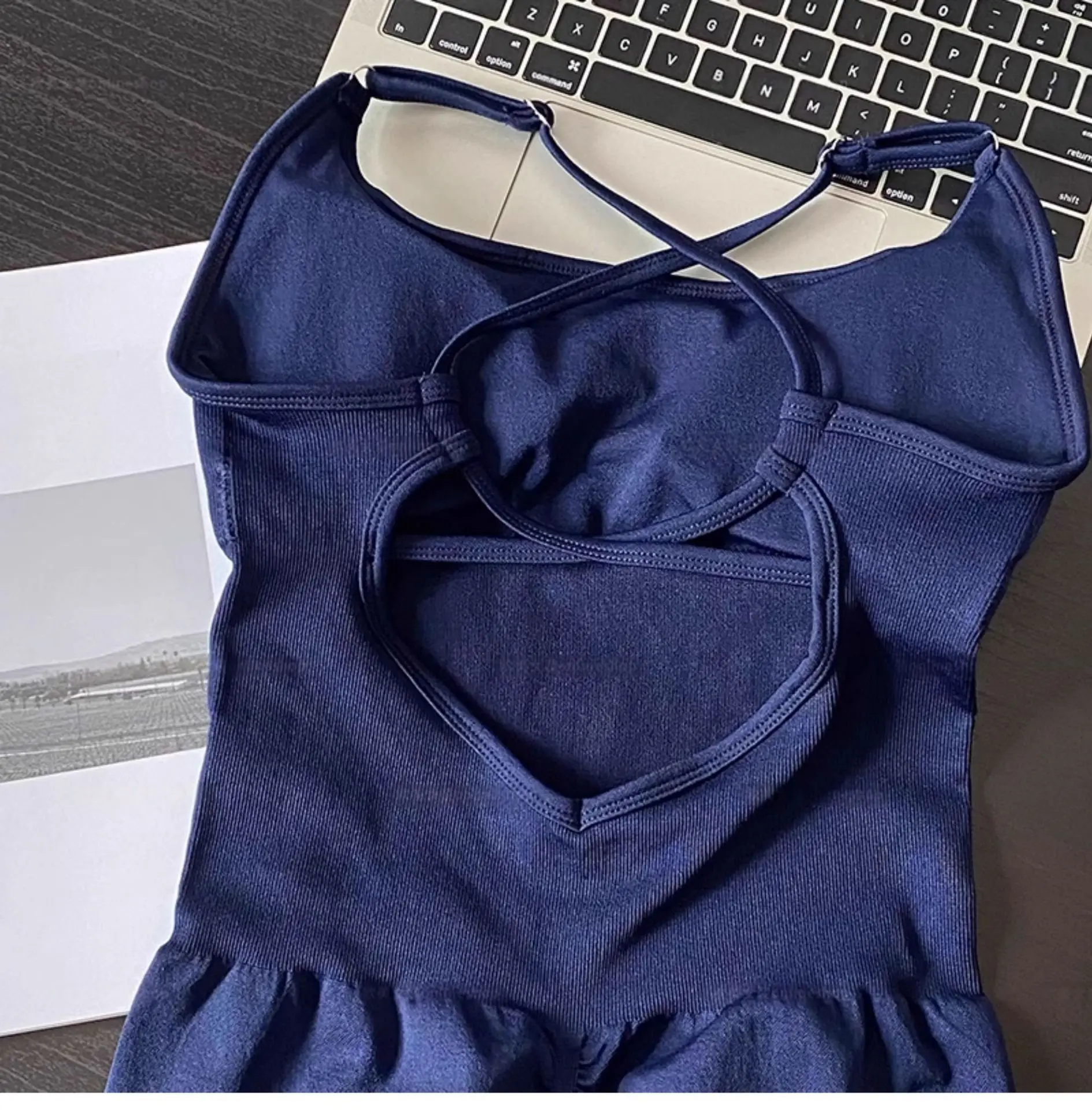 WAREBALL Yoga Set JumpSuits Sportswear Women Fitness Rompers Sexy One Piece Strap Tummy Control Padded Sports Bra Workout image 2