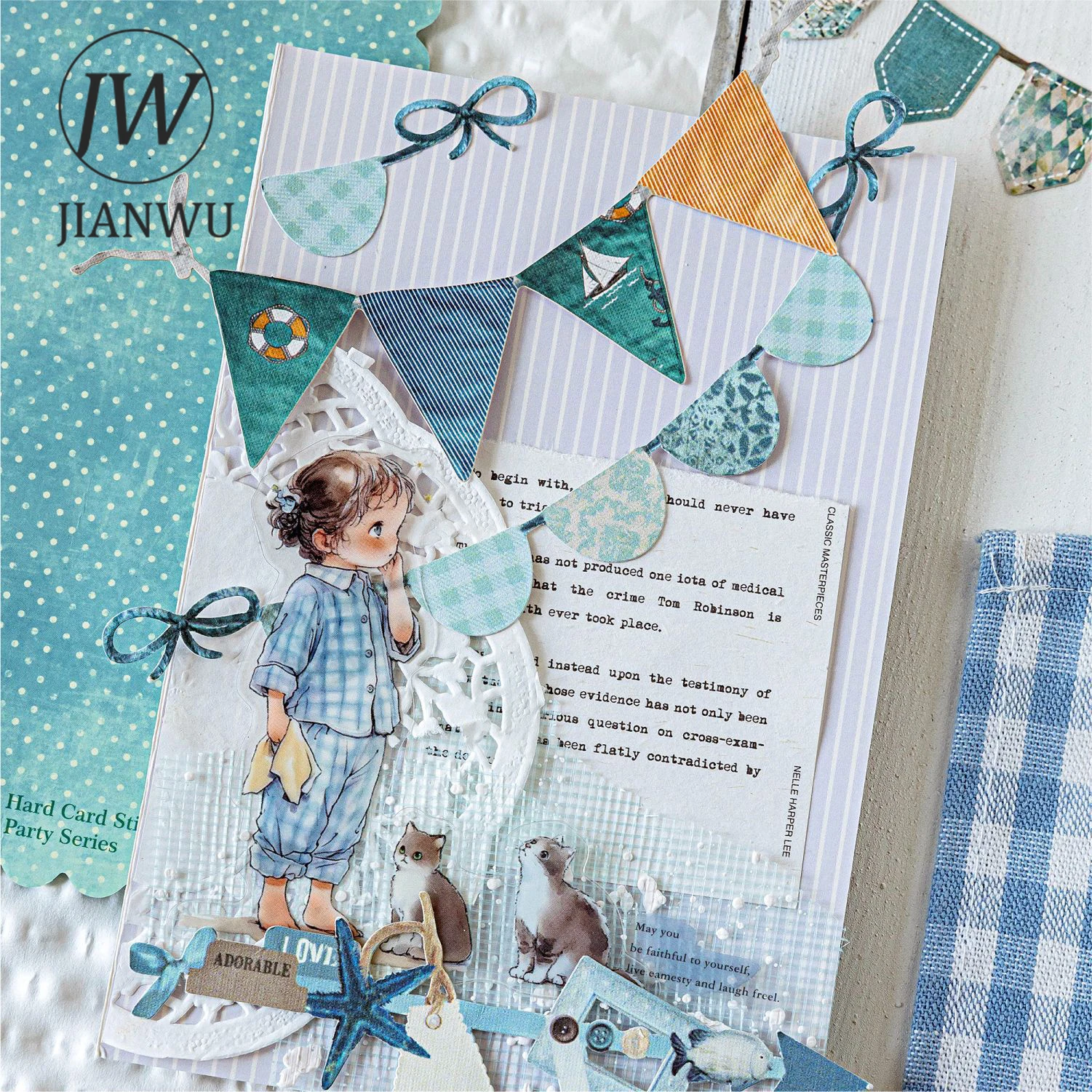 JIANWU سلسلة الحفلات اليدوية مهرجان عتيق مواد المناظر الطبيعية المجوفة ملصق القصاصات مجلة القرطاسية الإبداعية