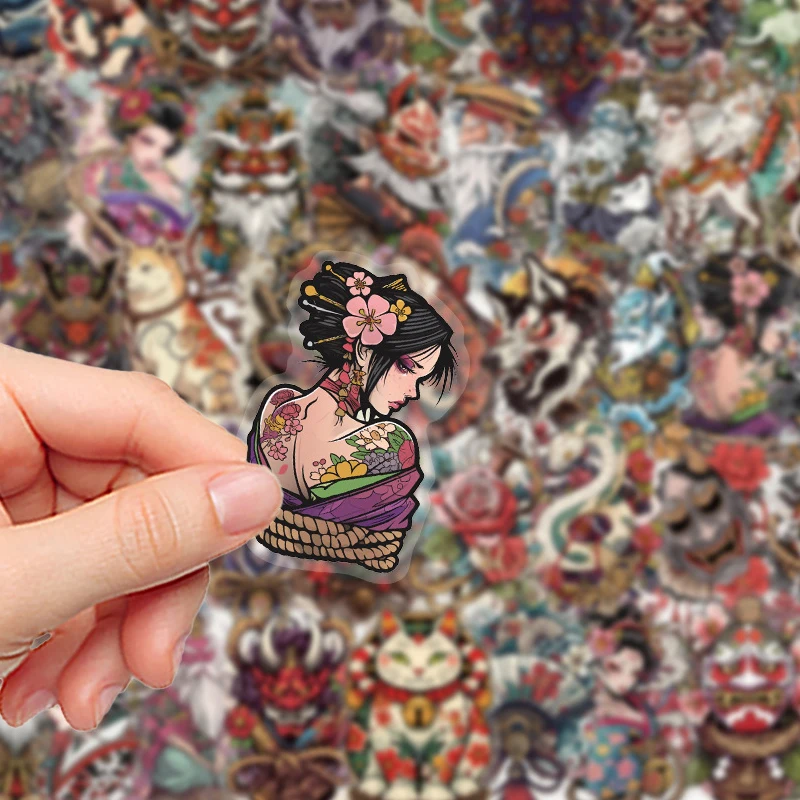 50PCS Transparent Clear PET Stickers Japanese Cartoon Tattoo Style Waterproof Decals For Laptop Skateboard DIY Graffiti Kids Toy