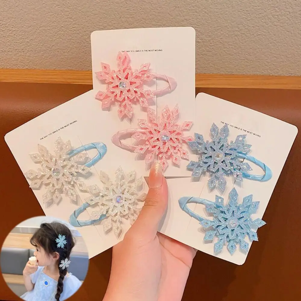 Blue White Snowflake Hair Clip Fashion Barrettes Party Gifts Snowflake Hairpins Christmas Hair Accessories Xmas Bow Hair Clip