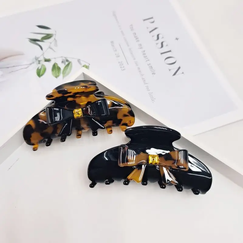 1pc French acetic acid three-dimensional bow clip, back of the head, simple dished hair, shark clip hair accessory, hair grab