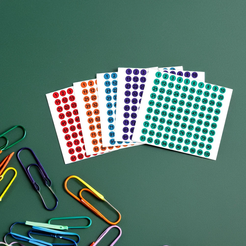 

50 Sheets Stickers Consecutive Number Adhesive Tags Circle Numbers Mini Color Numbered Colorful Decals Easy Apply