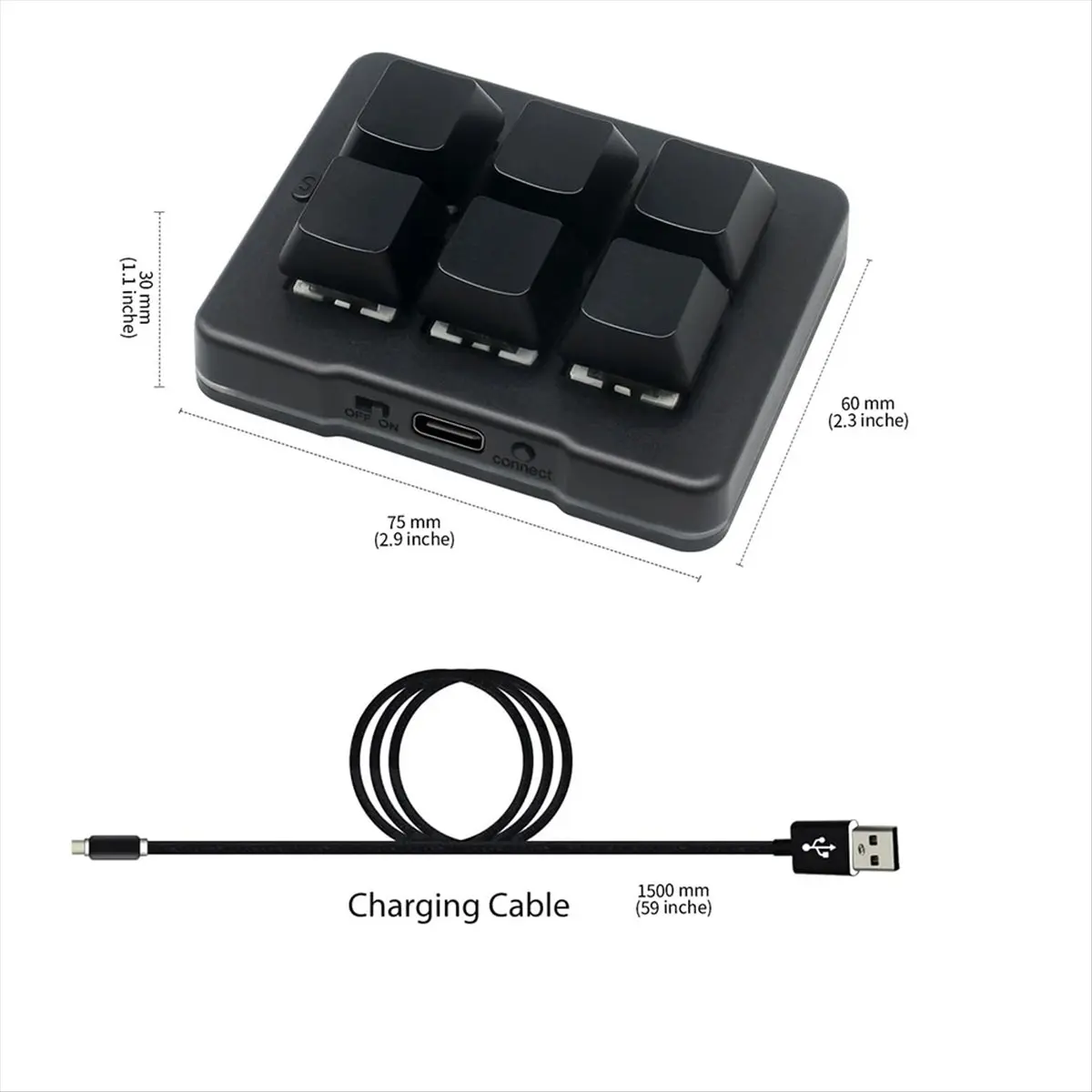 A14M 6 Key Mini Keypad Wireless USB Gaming Keyboard Macro Customized Programmable OSU Keyboard for Video Games Work