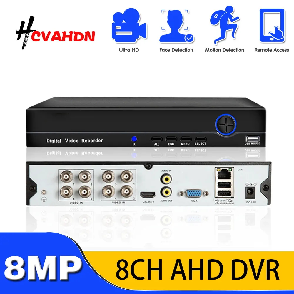 XMEYE 4K 8CH AHD CCTV DVR Recorder 6 IN 1 Hybrid NVR DVR Security System Face Detection Analog Surveillance Video Recorder 8MP