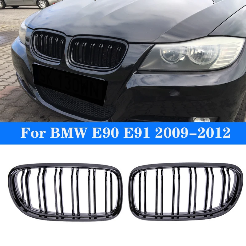 Gloss Black Car Front Kidney Double Slat Grill Grille Racing Grills For BMW 3 Series E90 E91 LCi 2009- 2012 Auto Accessories