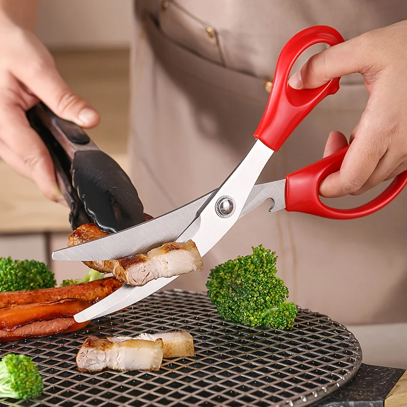 6pcs Kitchen Scissors Stainless Steel Barbecue Scissors Food Vegetable Meat Scissor for BBQ Camping Cutting Chicken Fish