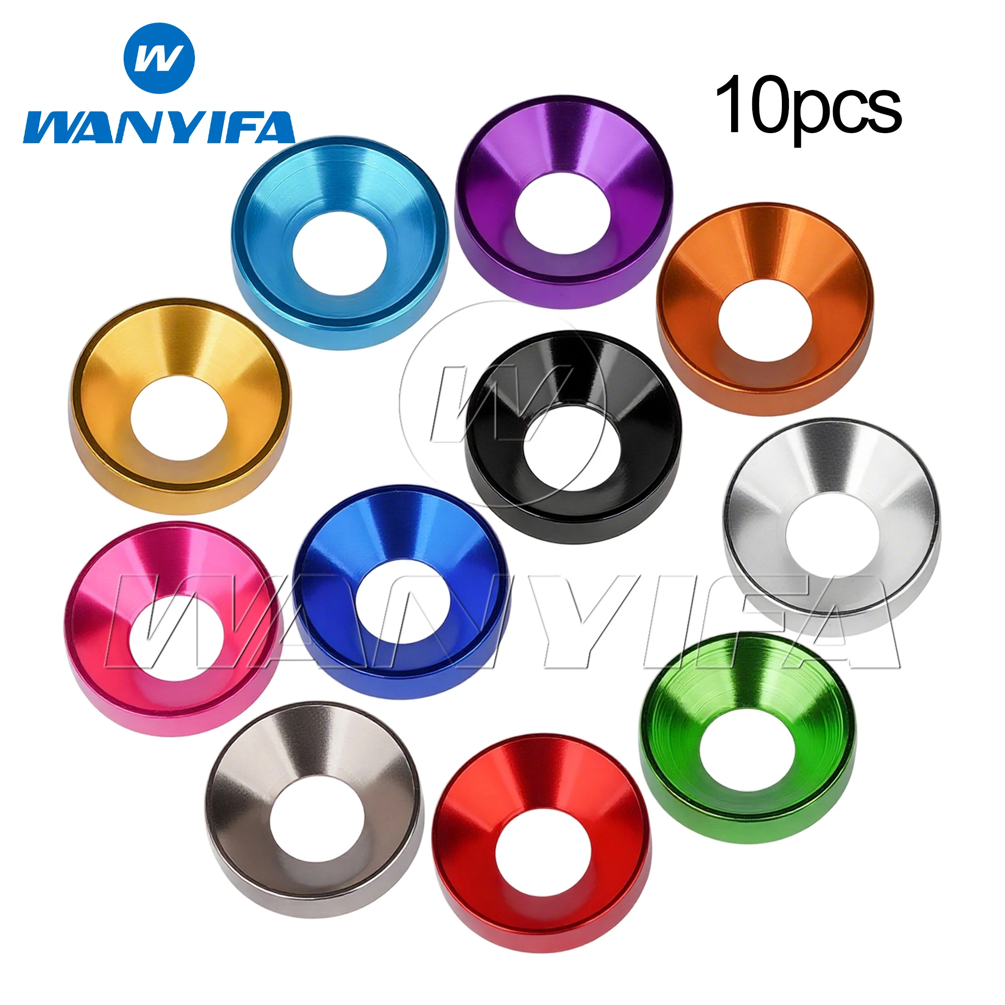 

Wanyifa 10pcs Aluminum Alloy Washers M2 M2.5 M3 M3.5 M4 M5 M6 M8 M10 Anodized Colourful Countersunk Head Bolt Washer Gaskets